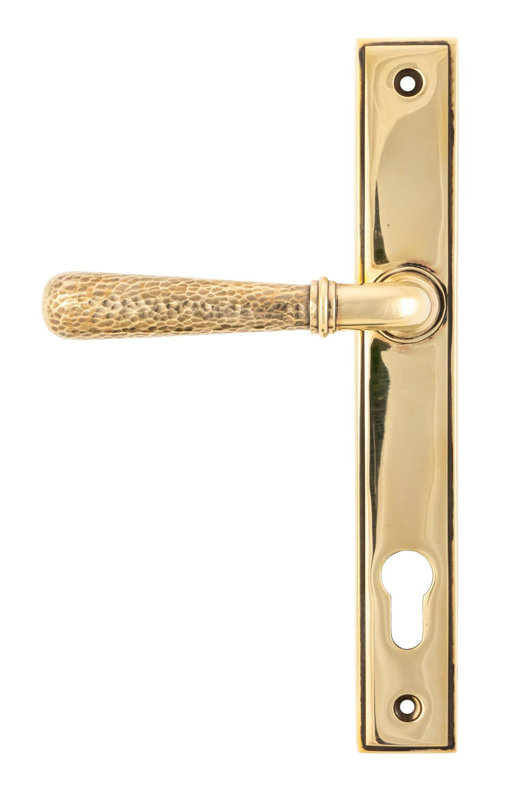 45498 Aged Brass Hammered Newbury Slimline Espag. Lock Set