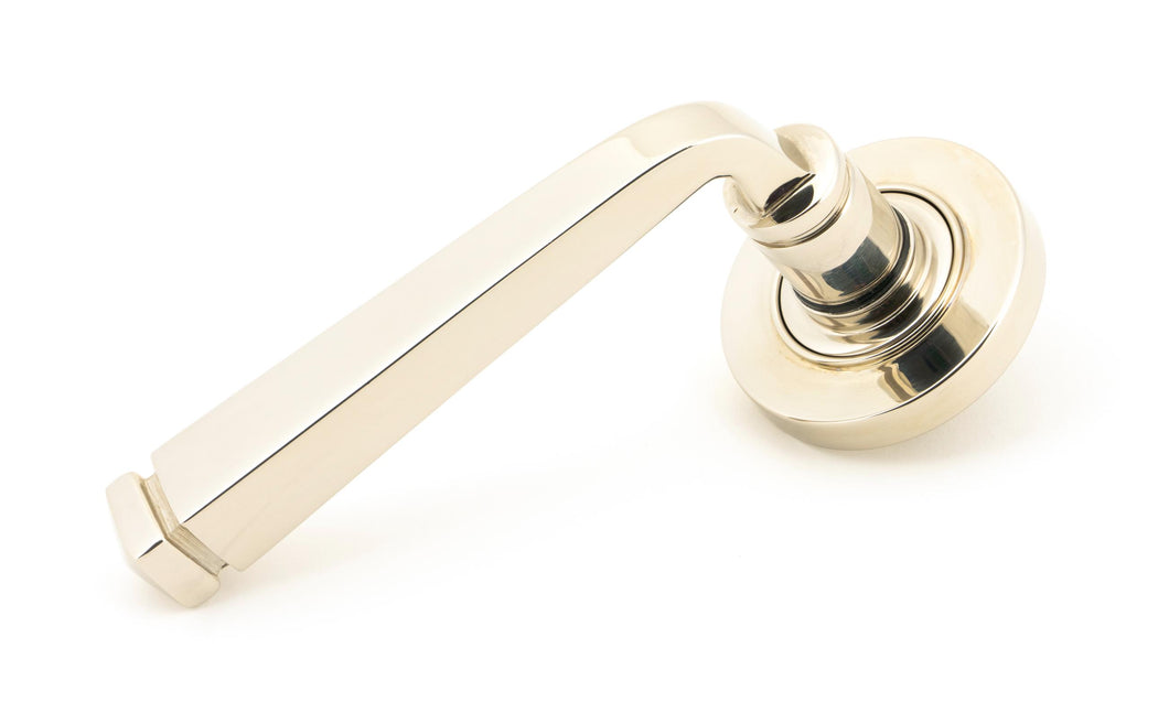 45619 Polished Nickel Avon Round Lever on Rose Set (Plain)