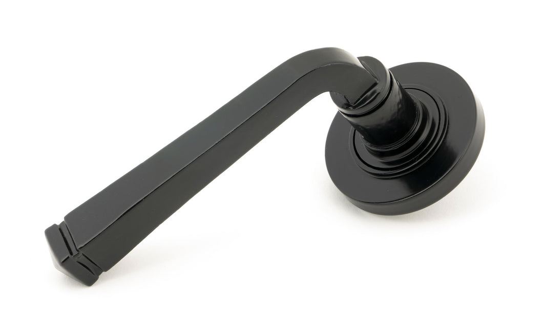45623 Black Avon Round Lever on Rose Set (Plain)
