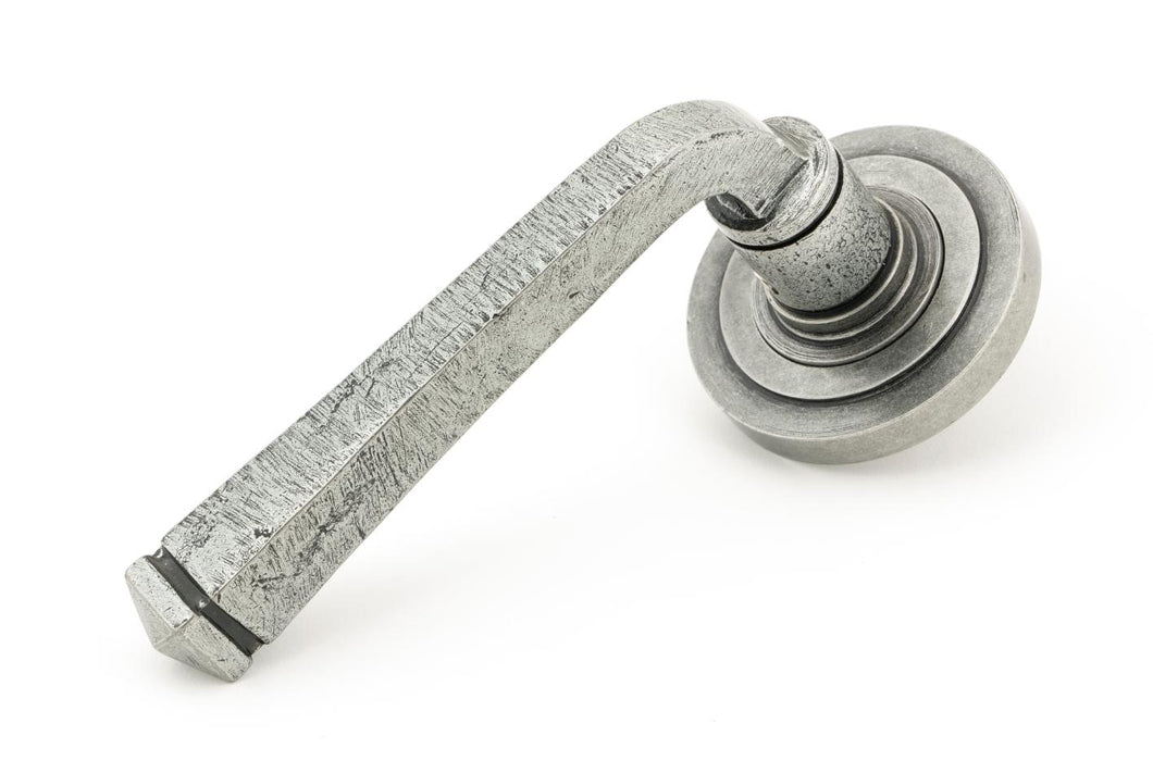 45632 Pewter Avon Round Lever on Rose Set (Art Deco)