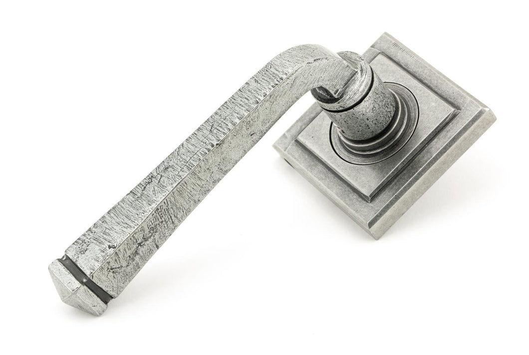 45634 Pewter Avon Round Lever on Rose Set (Square)