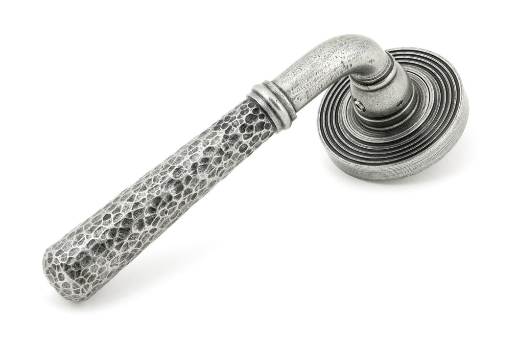 45657 Pewter Hammered Newbury Lever on Rose Set (Beehive)