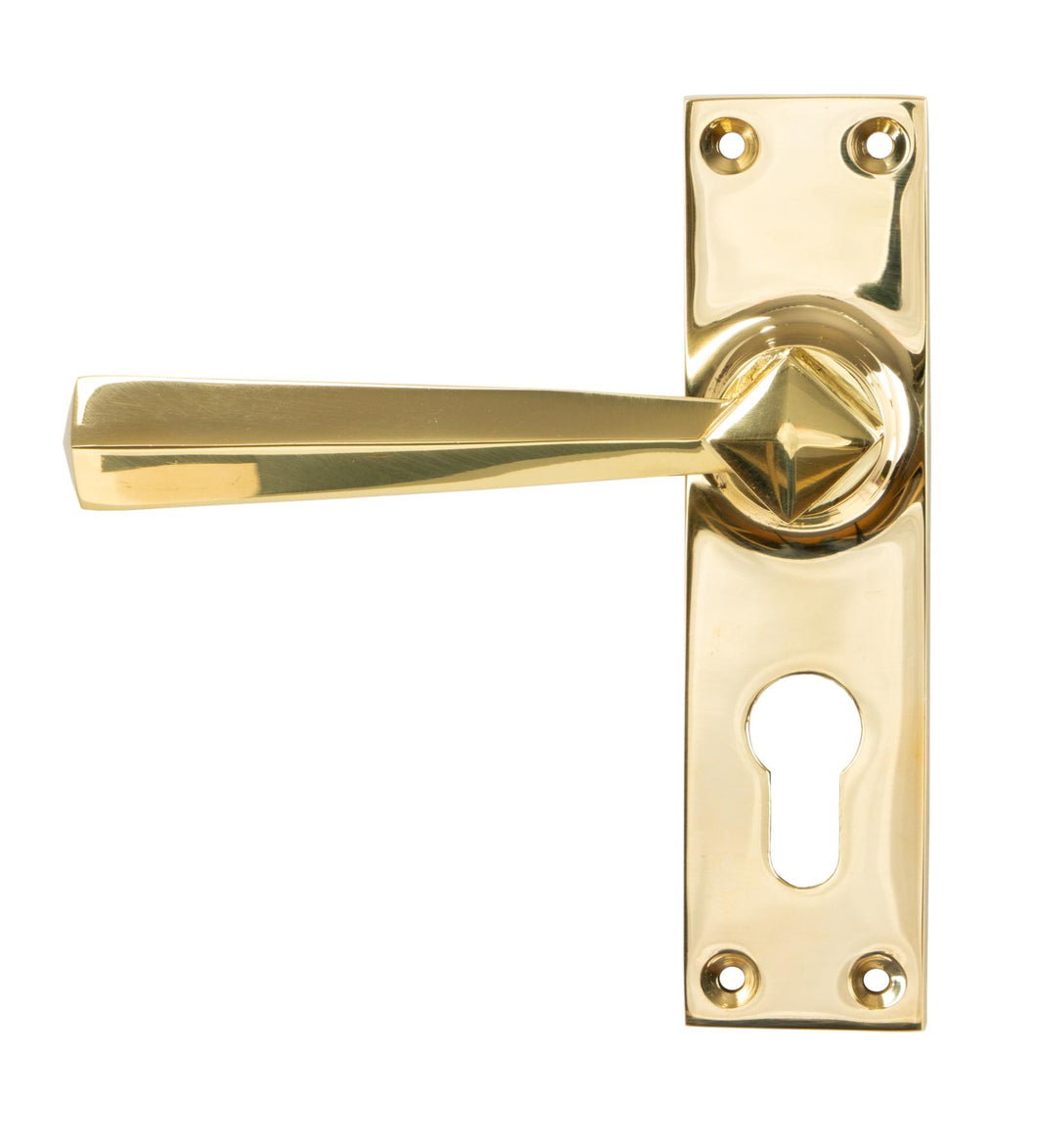 45761 Polished Brass Straight Lever Euro Lock Set
