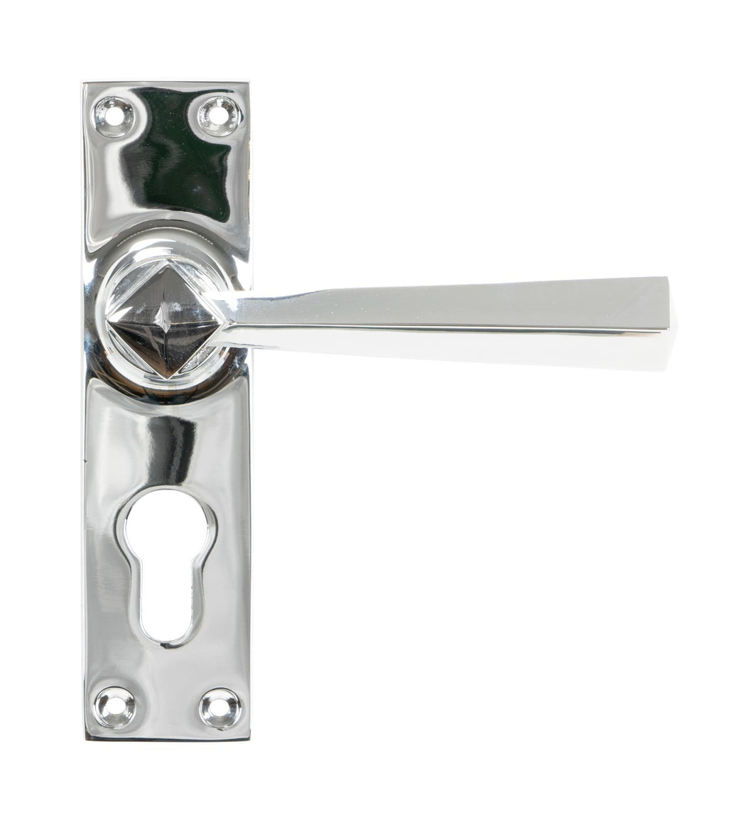 45762 Polished Chrome Straight Lever Euro Lock Set