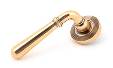Load image into Gallery viewer, 46067 Polished Bronze Newbury Lever on Rose Set (Beehive)
