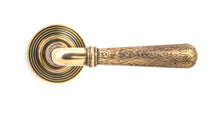 Load image into Gallery viewer, 46071 Aged Brass Hammered Newbury Lever on Rose Set (Beehive)
