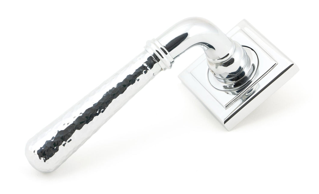 46076 Pol. Chrome Hammered Newbury Lever on Rose Set (Square)