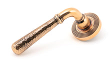 Load image into Gallery viewer, 46087 Pol. Bronze Hammered Newbury Lever on Rose Set (Beehive)
