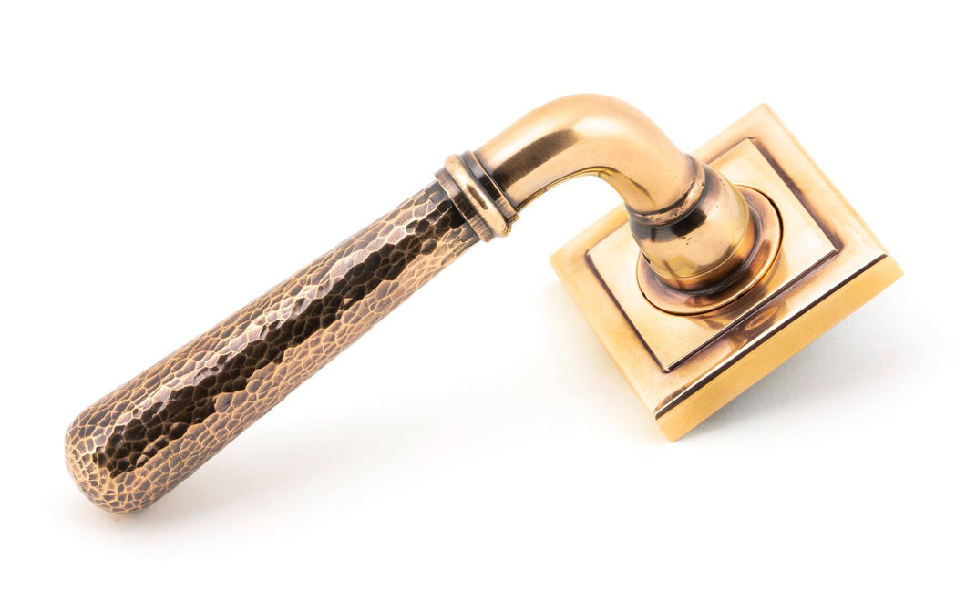 46088 Pol. Bronze Hammered Newbury Lever on Rose Set (Square)