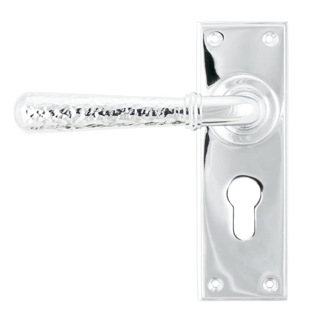 46216 Polished Chrome Hammered Newbury Lever Euro Lock Set