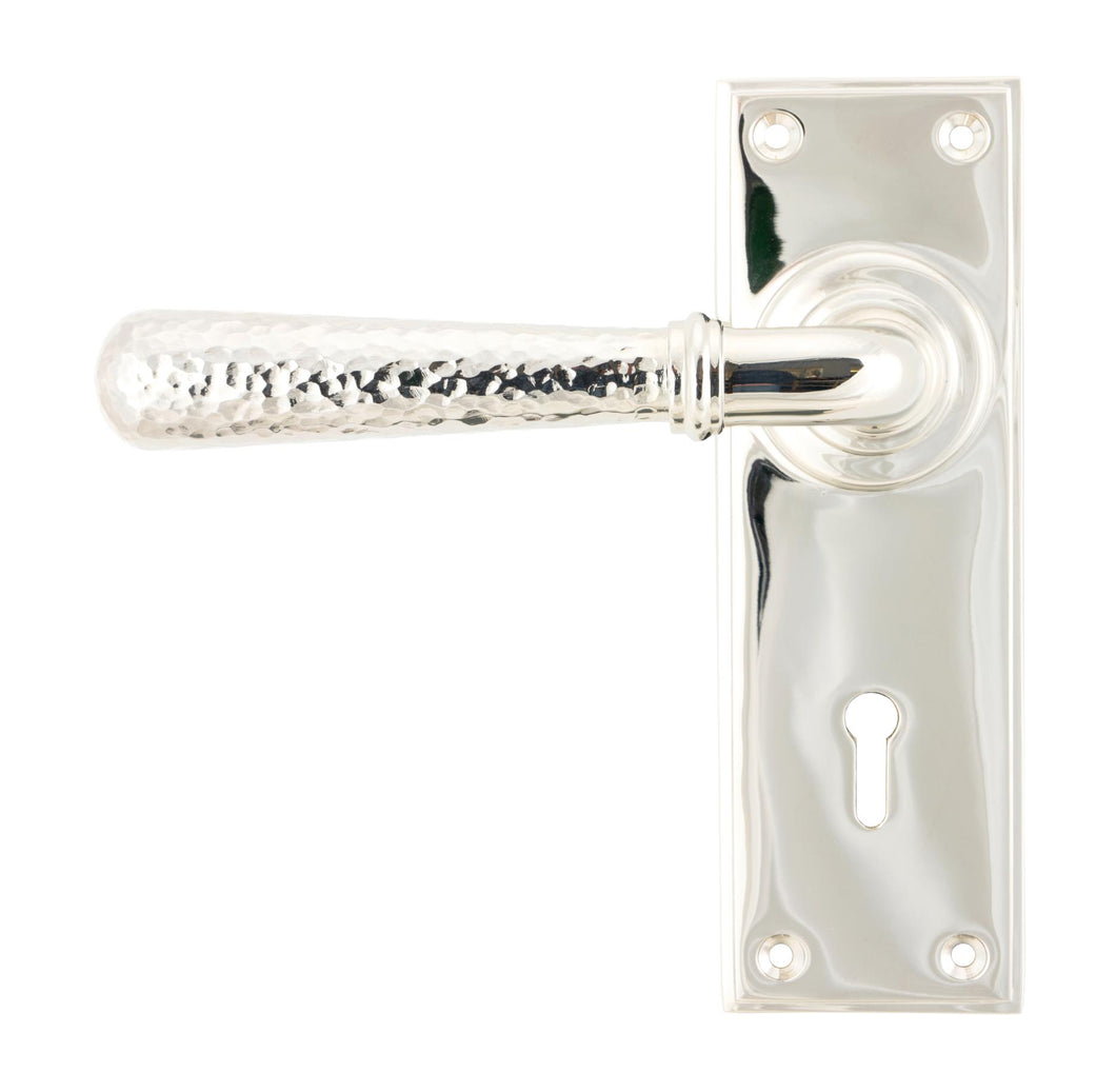 46217 Polished Nickel Hammered Newbury Lever Lock Set