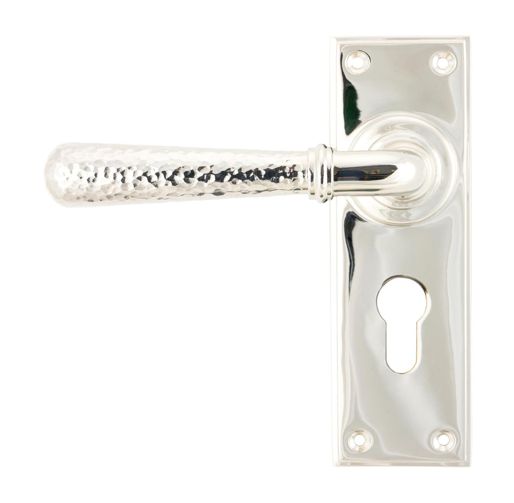 46220 Polished Nickel Hammered Newbury Lever Euro Lock Set