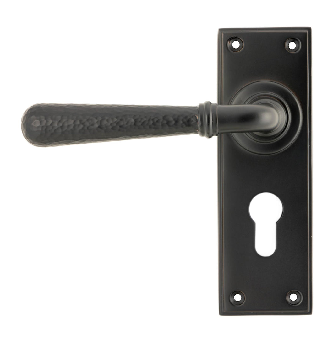 46224 Aged Bronze Hammered Newbury Lever Euro Lock Set