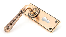 Load image into Gallery viewer, 46228 Polished Bronze Hammered Newbury Lever Euro Lock Set
