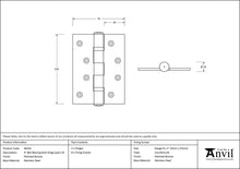 Load image into Gallery viewer, 46526 Polished Bronze 4&quot; Ball Bearing Butt Hinge (pair) ss
