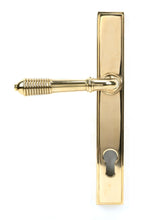 Load image into Gallery viewer, 46545 Polished Brass Reeded Slimline Lever Espag. Lock Set
