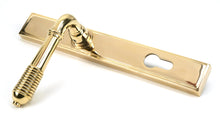 Load image into Gallery viewer, 46545 Polished Brass Reeded Slimline Lever Espag. Lock Set
