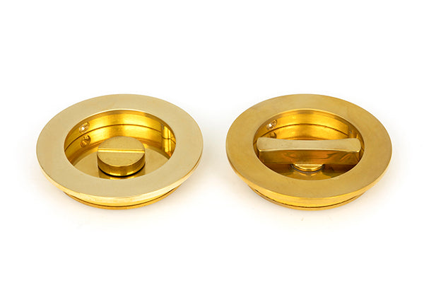 47172 Polished Brass 75mm Plain Round Pull - Privacy Set