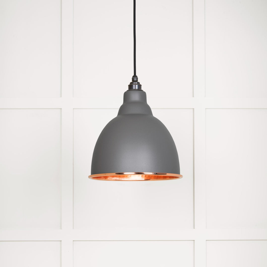 49500BL Hammered Copper Brindley Pendant in Bluff