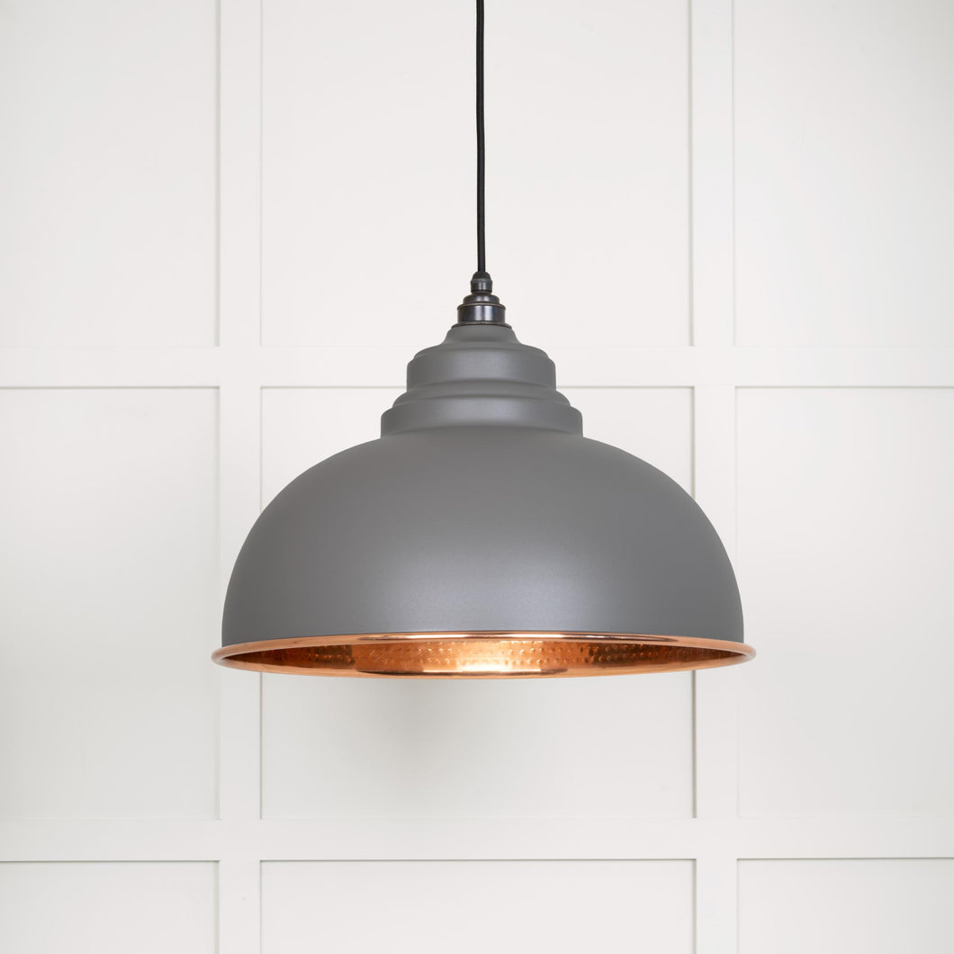 49501BL Hammered Copper Harborne Pendant in Bluff