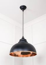 Load image into Gallery viewer, 49501EB Hammered Copper Harborne Pendant in Elan Black
