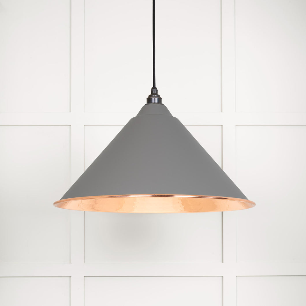 49503BL Hammered Copper Hockley Pendant in Bluff