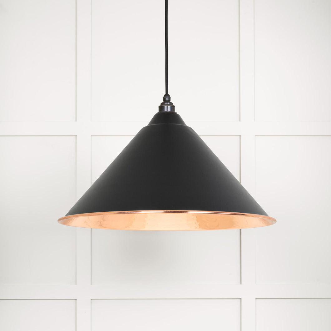 49503EB Hammered Copper Hockley Pendant in Elan Black