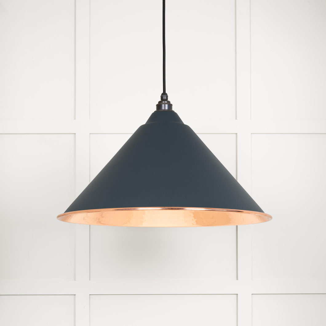 49503SO Hammered Copper Hockley Pendant in Soot