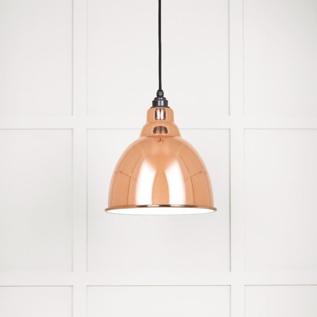 49507 White Gloss Brindley Pendant in Copper