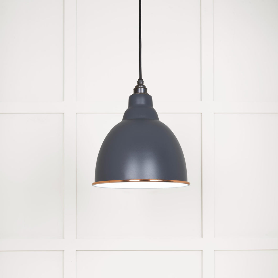 49507SL White Gloss Brindley Pendant in Slate