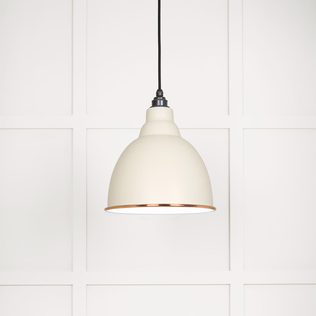49507TE White Gloss Brindley Pendant in Teasel
