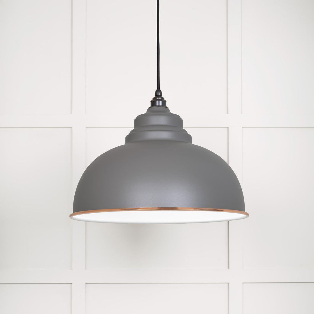 49508BL White Gloss Harborne Pendant in Bluff