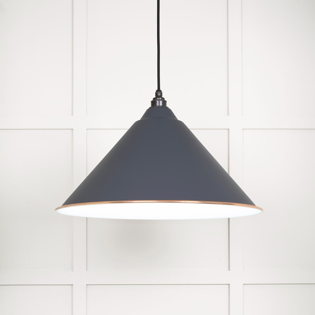 49510SL White Gloss Hockley Pendant in Slate