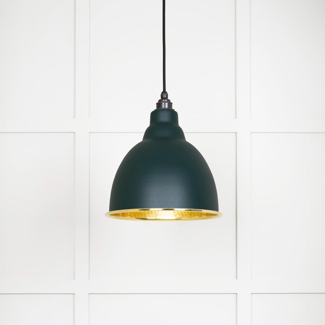 49517DI Hammered Brass Brindley Pendant in Dingle