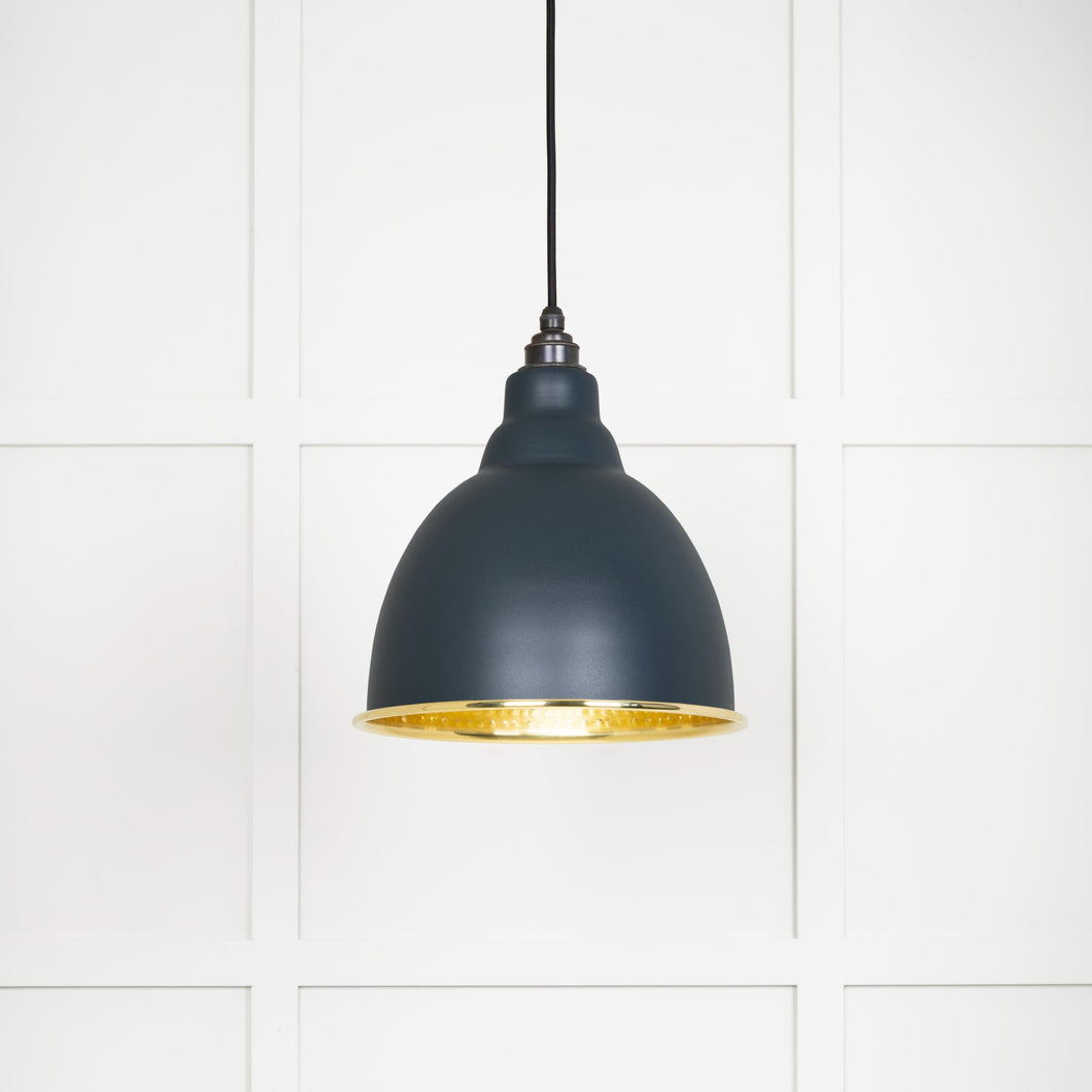 49517SO Hammered Brass Brindley Pendant in Soot
