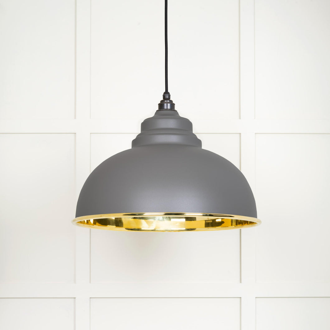 49522BL Smooth Brass Harborne Pendant in Bluff