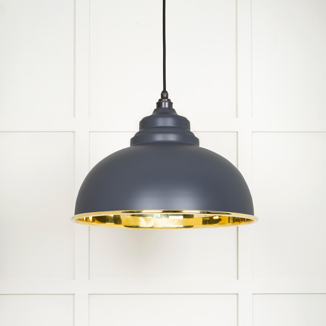 49522SL Smooth Brass Harborne Pendant in Slate