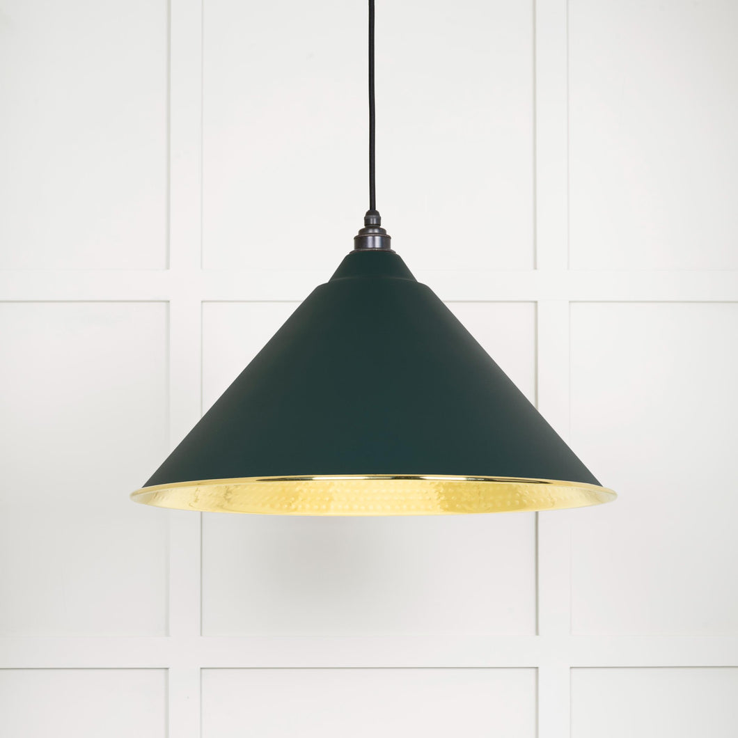 49523DI Hammered Brass Hockley Pendant in Dingle