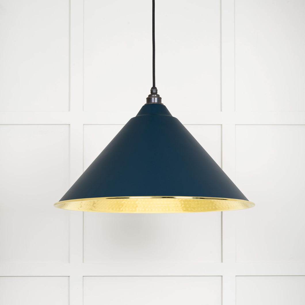 49523DU Hammered Brass Hockley Pendant in Dusk