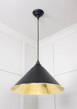 Load image into Gallery viewer, 49523EB Hammered Brass Hockley Pendant in Elan Black
