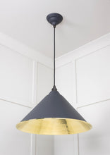 Load image into Gallery viewer, 49523SL Hammered Brass Hockley Pendant in Slate
