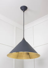 Load image into Gallery viewer, 49523SL Hammered Brass Hockley Pendant in Slate
