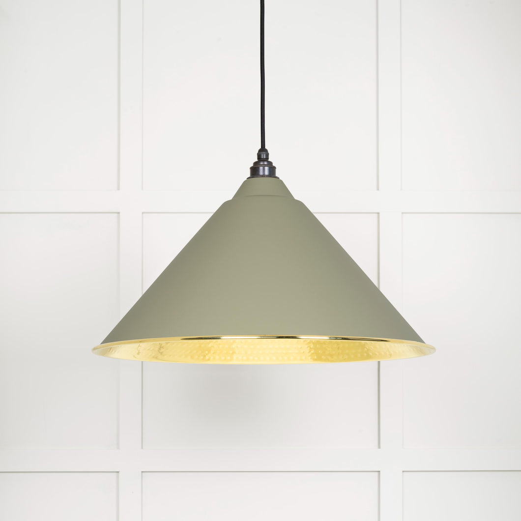 49523TU Hammered Brass Hockley Pendant in Tump