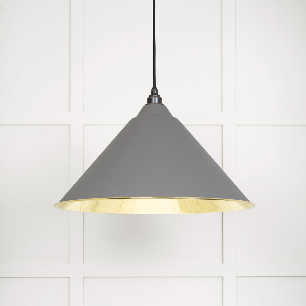 49524BL Smooth Brass Hockley Pendant in Bluff