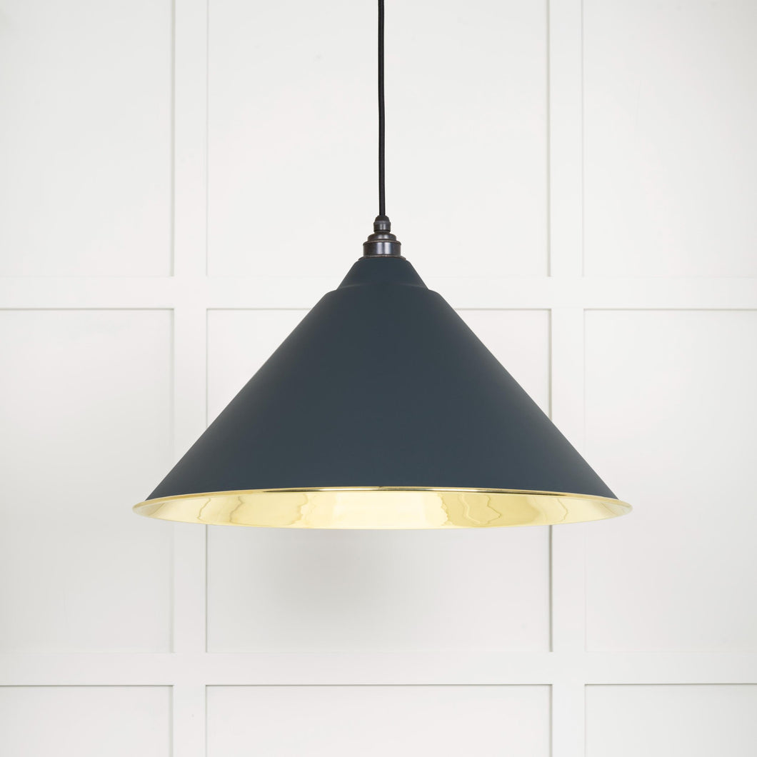 49524SO Smooth Brass Hockley Pendant in Soot
