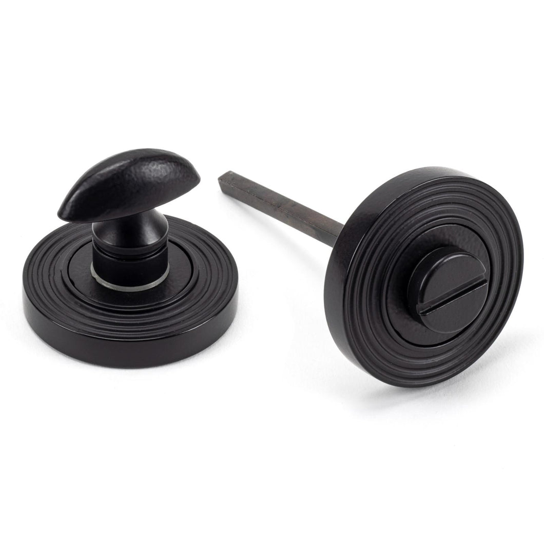 49546 Matt Black Round Thumbturn Set (Beehive)