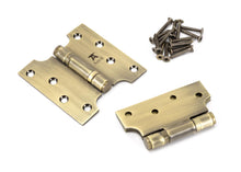 Load image into Gallery viewer, 49551 Aged Brass 4&quot; x 2&quot; x 4&quot;  Parliament Hinge (pair) ss
