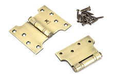 Load image into Gallery viewer, 49552 Aged Brass 4&quot; x 3&quot; x 5&quot;  Parliament Hinge (pair) ss
