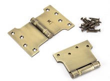 Load image into Gallery viewer, 49553 Aged Brass 4&quot; x 4&quot; x 6&quot;  Parliament Hinge (pair) ss
