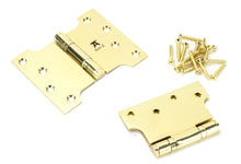 Load image into Gallery viewer, 49555 Polished Brass 4&quot; x 3&quot; x 5&quot;  Parliament Hinge (pair) ss
